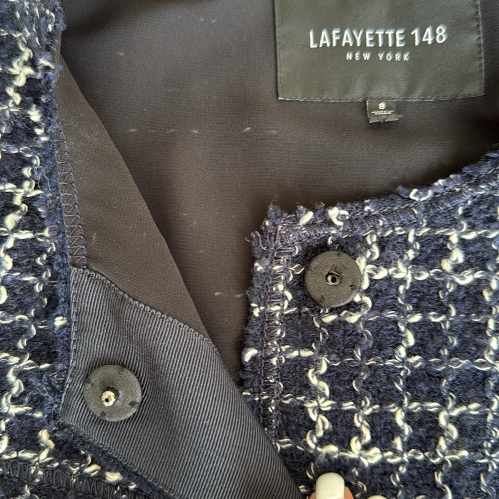 Lafayette 148 NY Black/White Tweed Boxy Jacket Size 8 - Picture 8 of 10